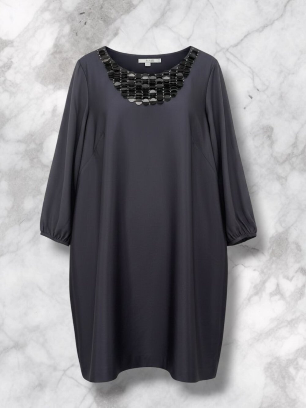 Boden Silk Blend Sequin Embellished Shift Dress Gray 16R